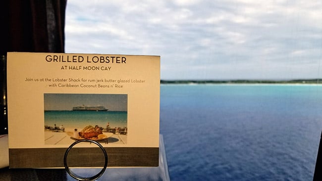 Half Moon Cay Lobster Lunch Sign in Lido on HAL Nieuw Amsterdam